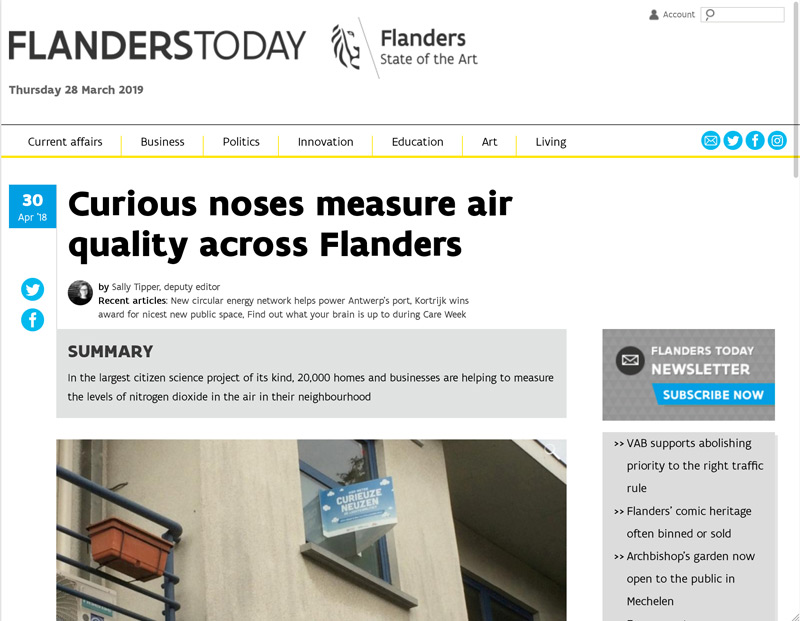 FlandersToday: “Curious Noses measure air quality across Flanders.”
